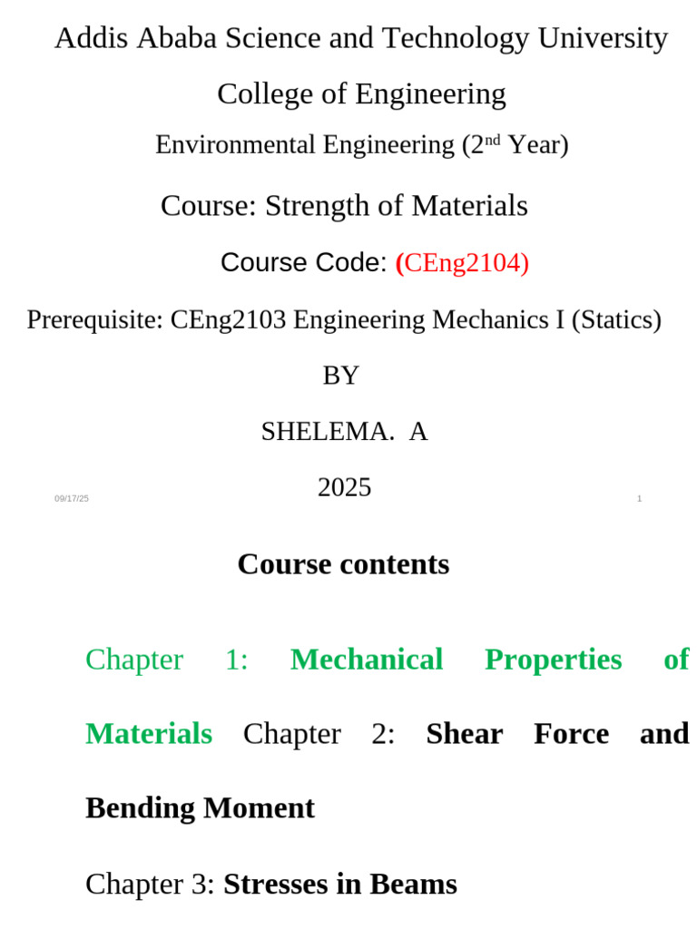 Strength of Materials Course Overview | PDF | Deformation (Engineering ...