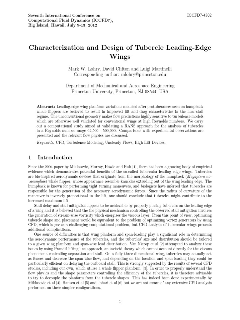 Tubercle Wing Design in CFD Analysis | PDF | Navier–Stokes Equations ...