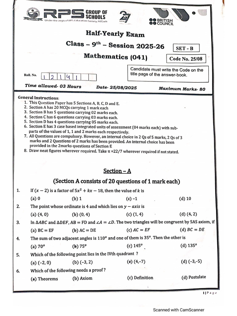 9th RPS Math 2025-2026 | PDF