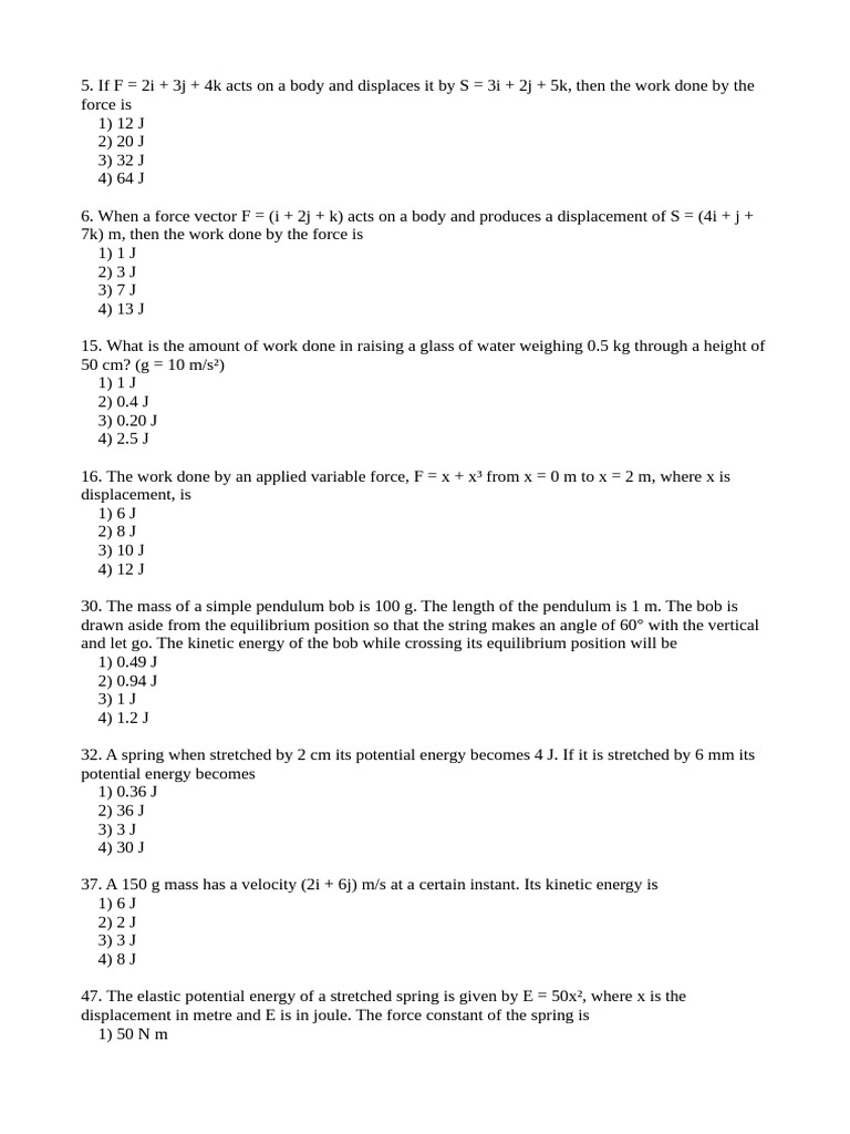 Work and Energy Calculations in Physics | PDF