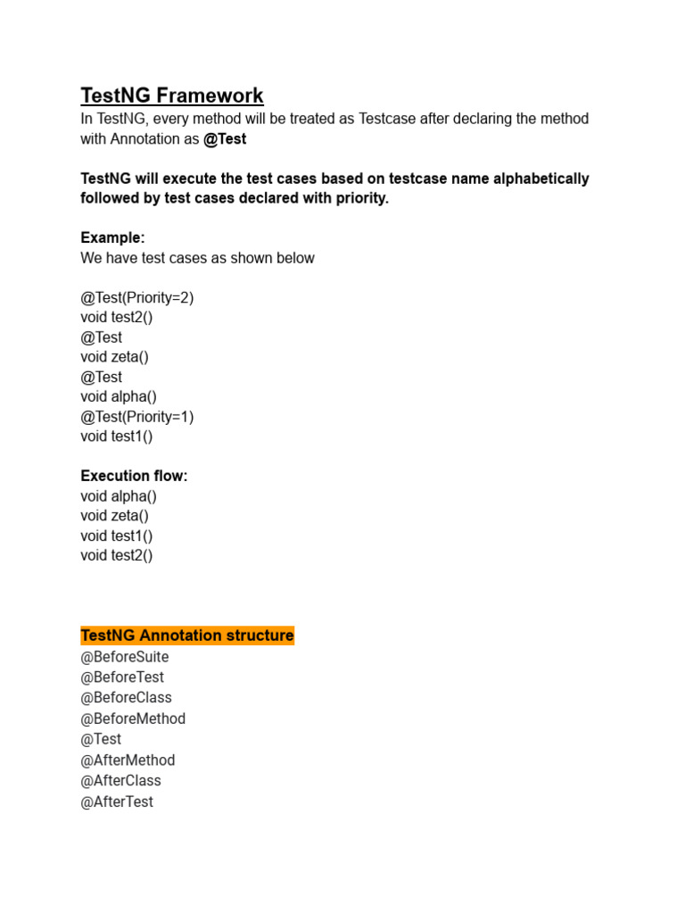 TestNG Framework Overview and Usage | PDF | Microsoft Excel | Software ...