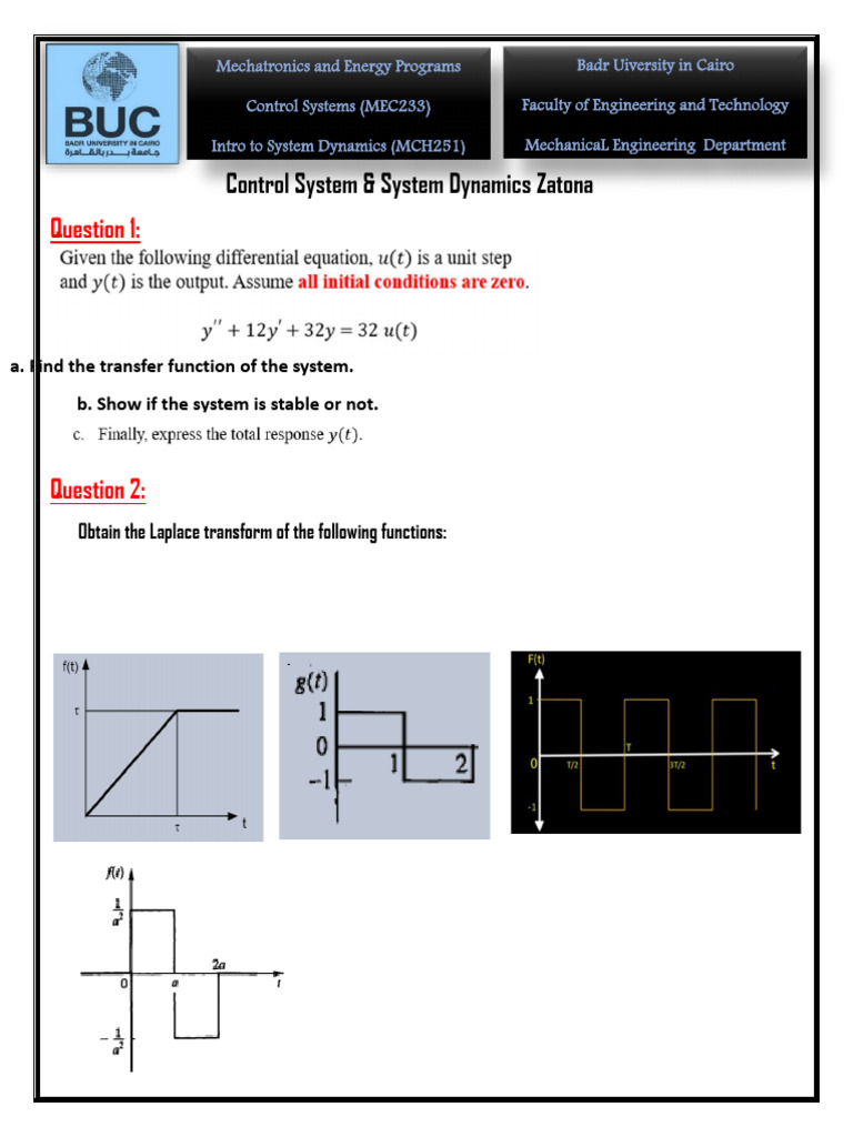 Mechatronics Control Systems Questions | PDF | Electric Motor ...