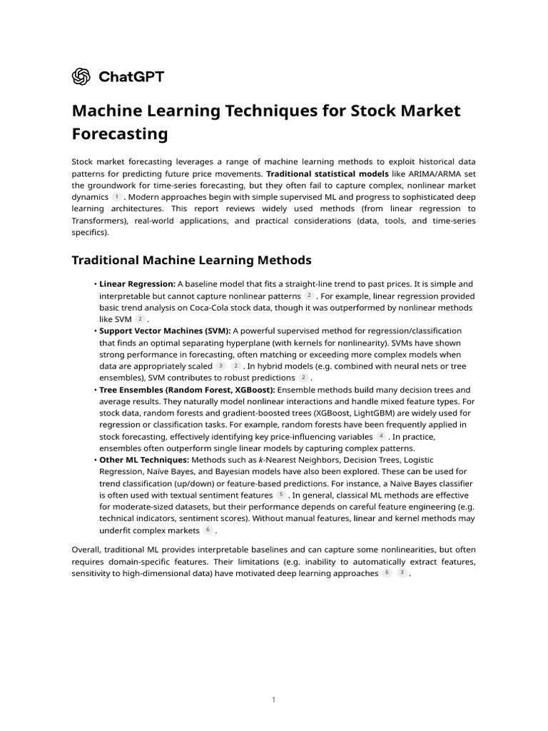 Machine Learning for Stock Forecasting | PDF | Machine Learning ...