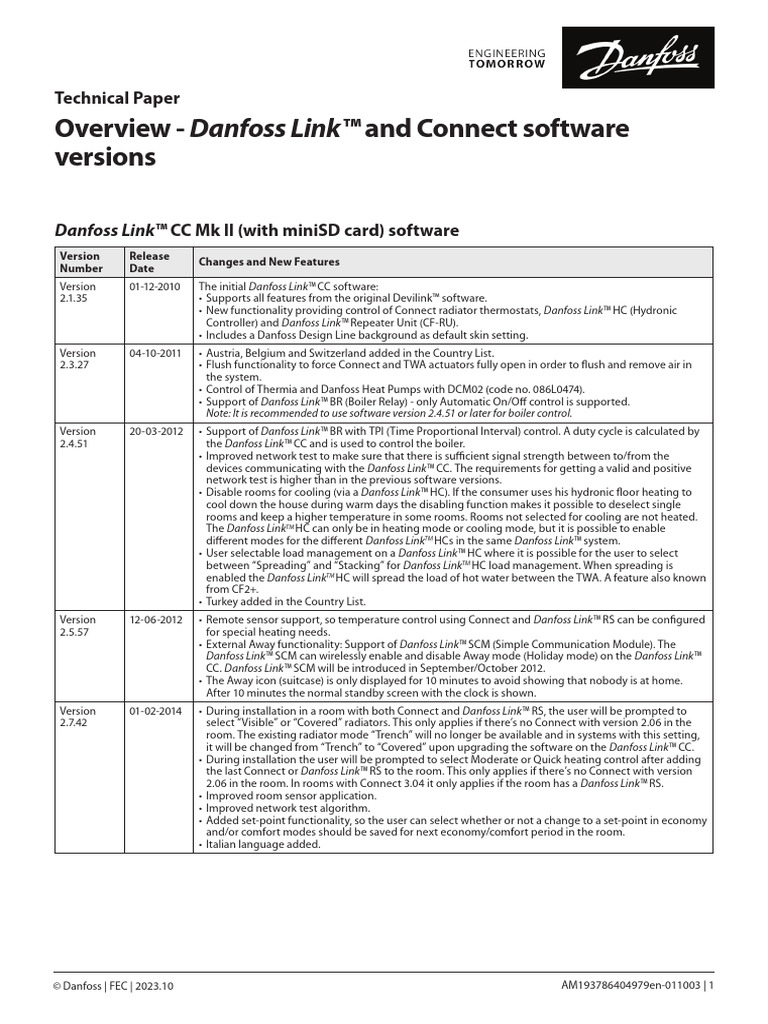 Danfoss Link™ Software Version Overview | PDF | Ios | Android ...