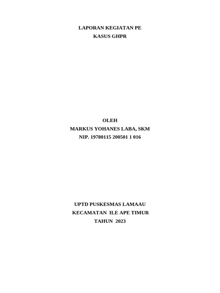 Laporan Kegiatan Pe GHPR | PDF