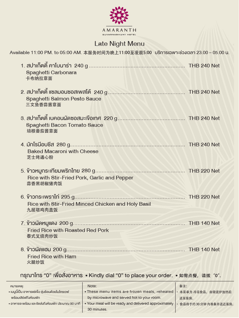 Late Night Menu | PDF