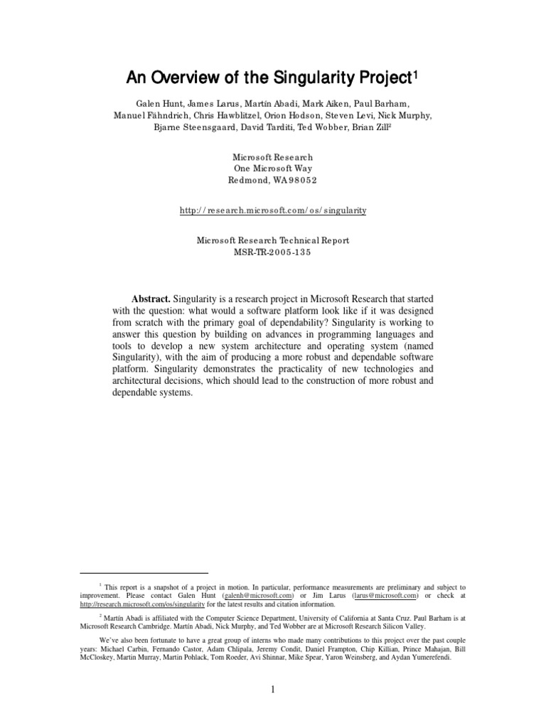 Overview of Microsoft's Singularity Project | PDF | Scheduling ...