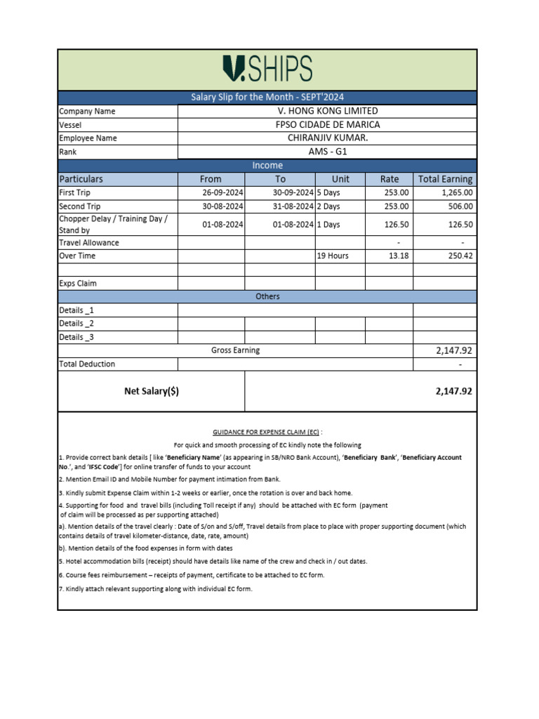 Salary Slip and Expense Claim Guide | PDF | Government Finances | Taxes