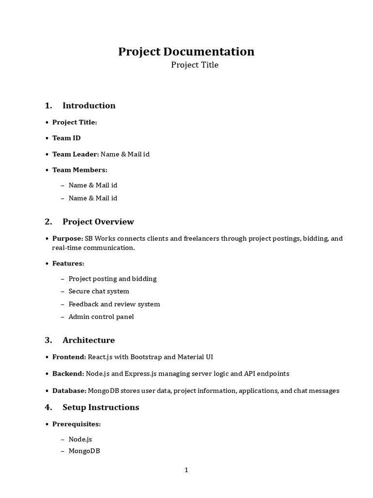 SB Works Project Documentation Guide | PDF