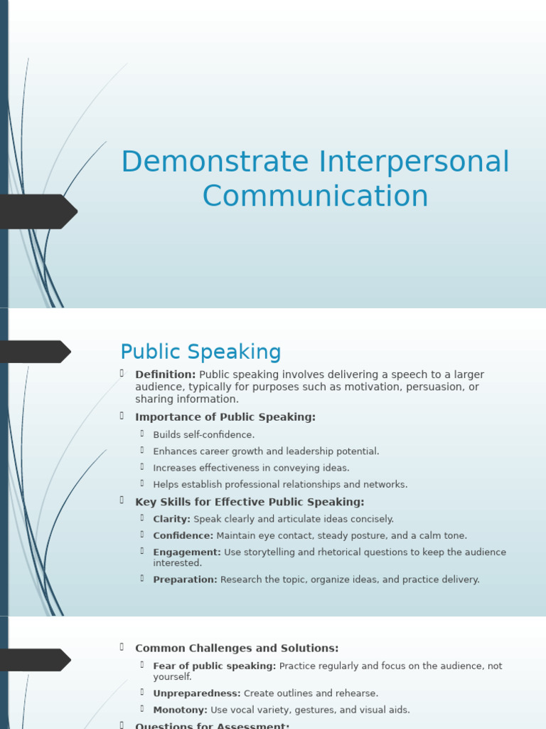 Demonstrate Interpersonal Communication Continuation | PDF | Public ...