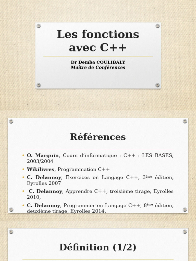 Introduction aux Fonctions en C++ | PDF | C ++ | Pointeur (programmation)