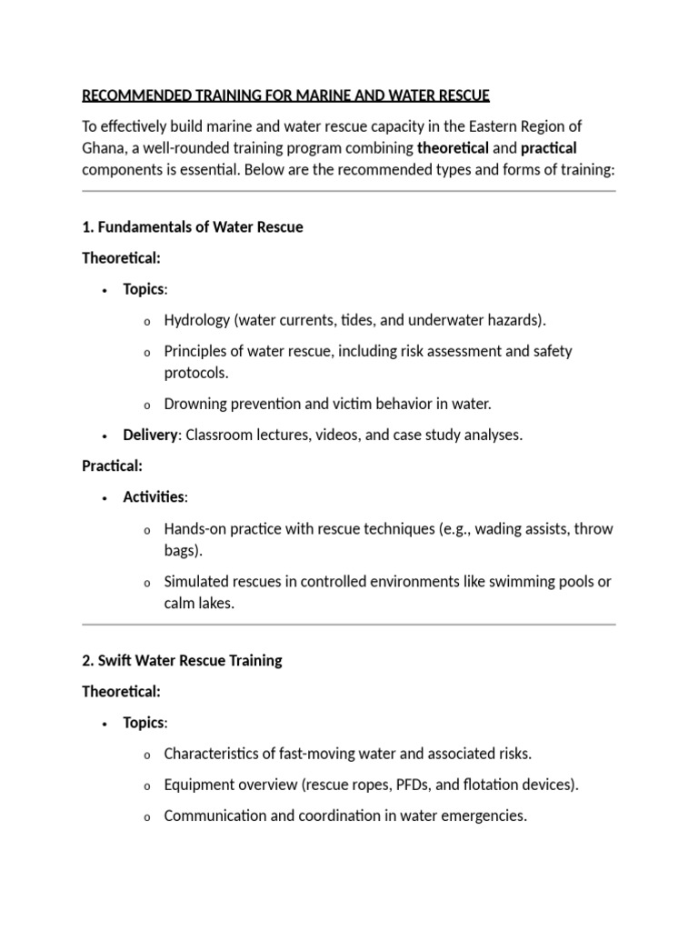 Recommended Training For Marine and Water Rescue | PDF | Underwater ...