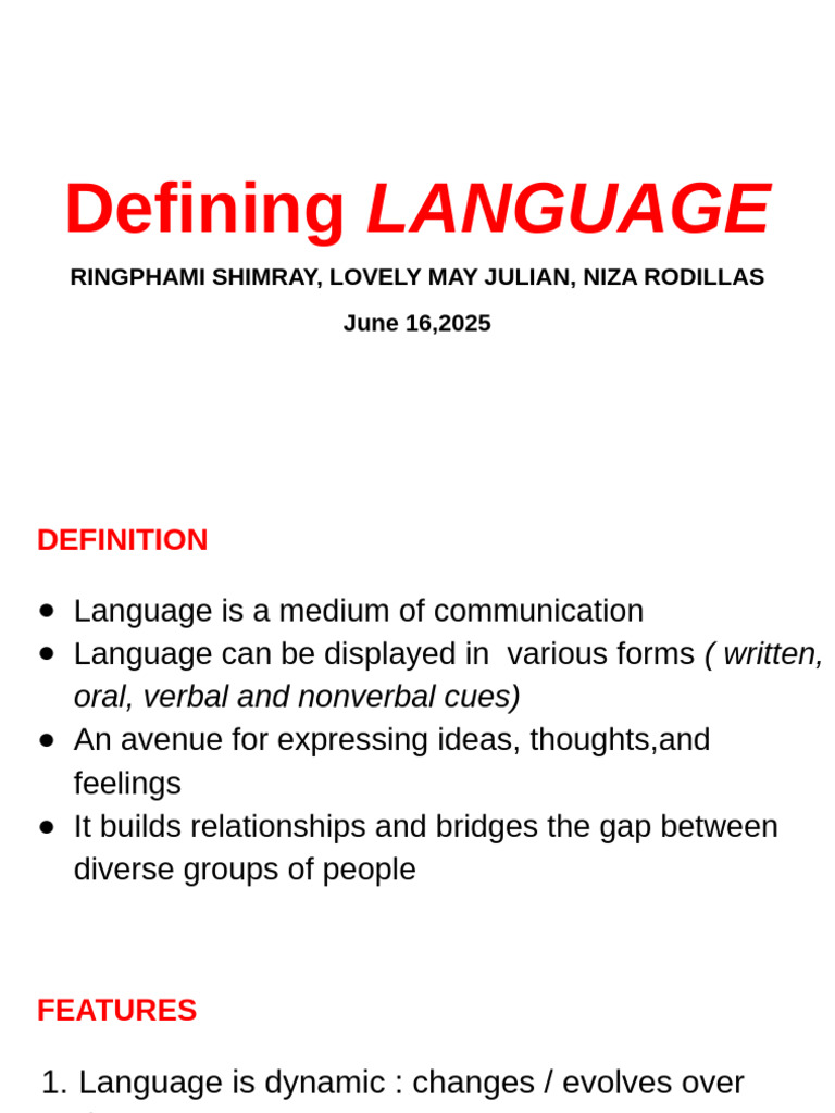 Understanding Language: Definition & Features | PDF