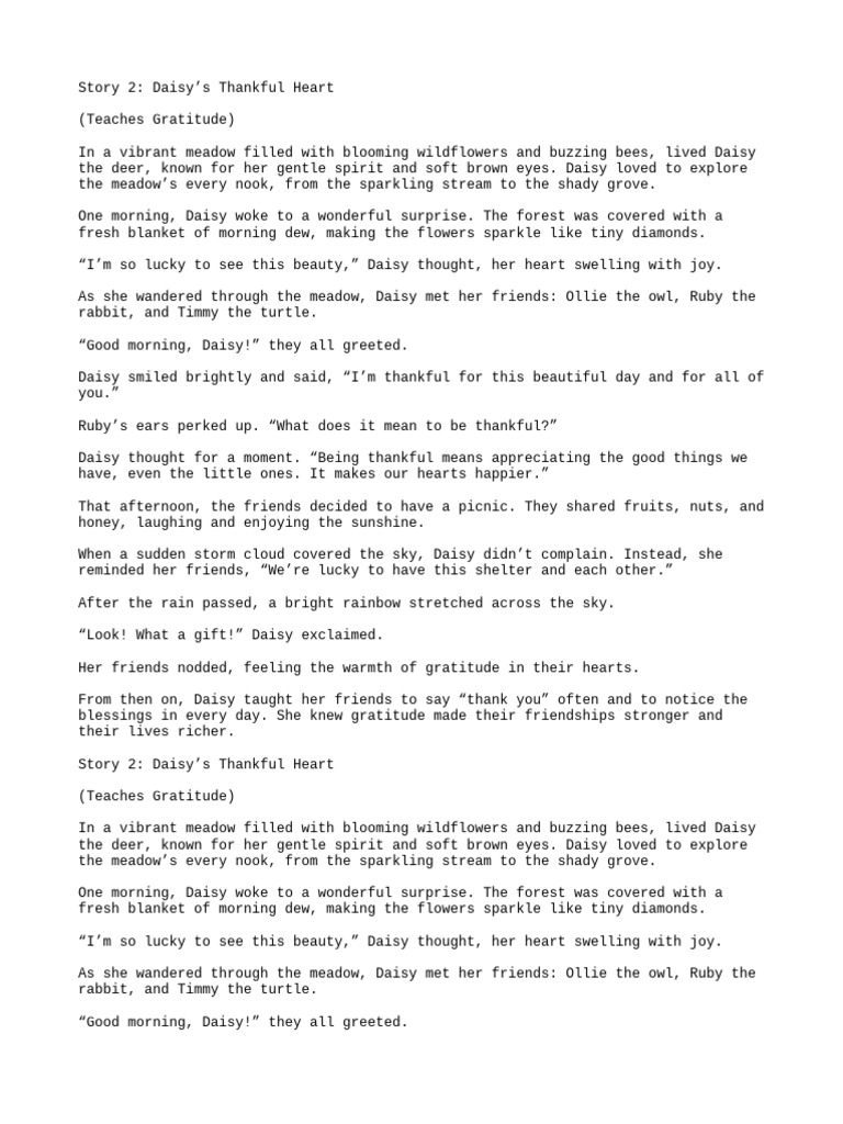 Daisy's Heartfelt Lesson on Gratitude | PDF