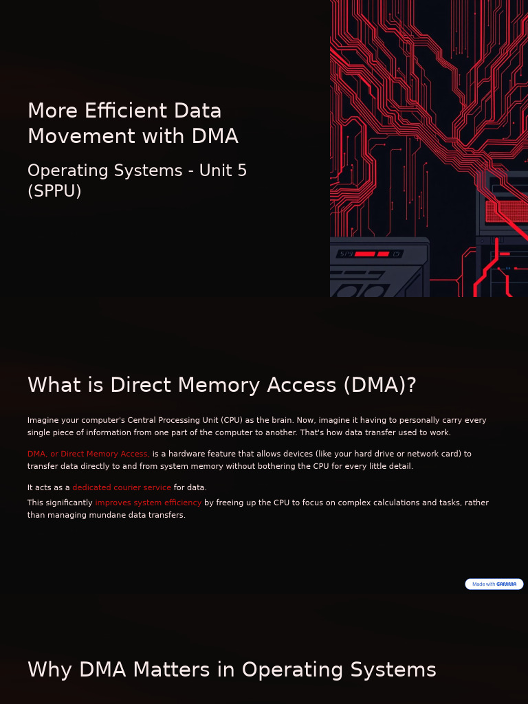 DMA: Enhancing OS Efficiency | PDF | Operating System | Central ...
