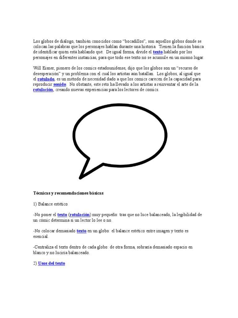 Los Globos de Diálogo PDF Cómics Dibujos animados