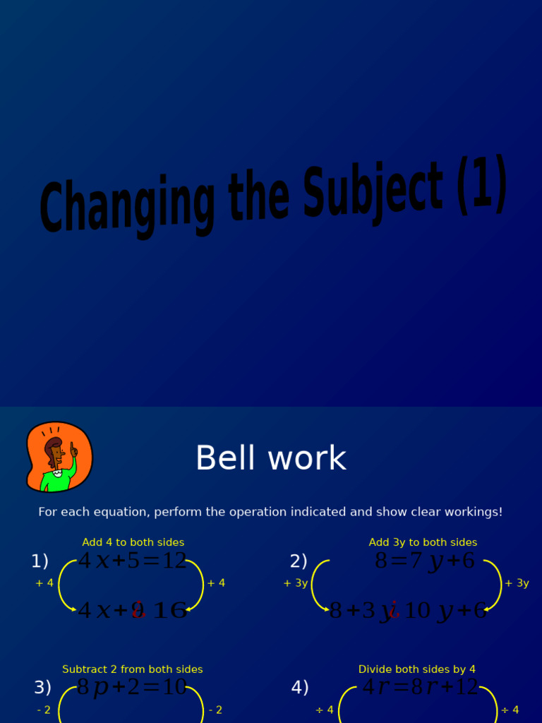 Changing the Subject in Equations | PDF | Mathematics | Algebra