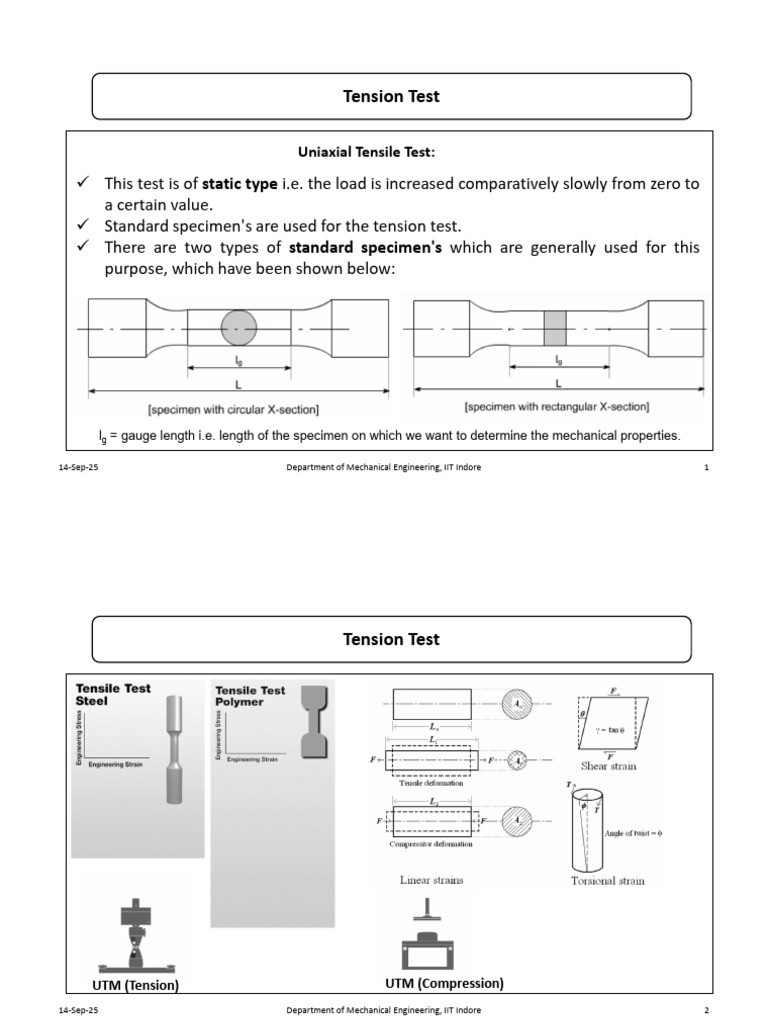 Tension and Torsion Test Overview | PDF | Deformation (Engineering ...