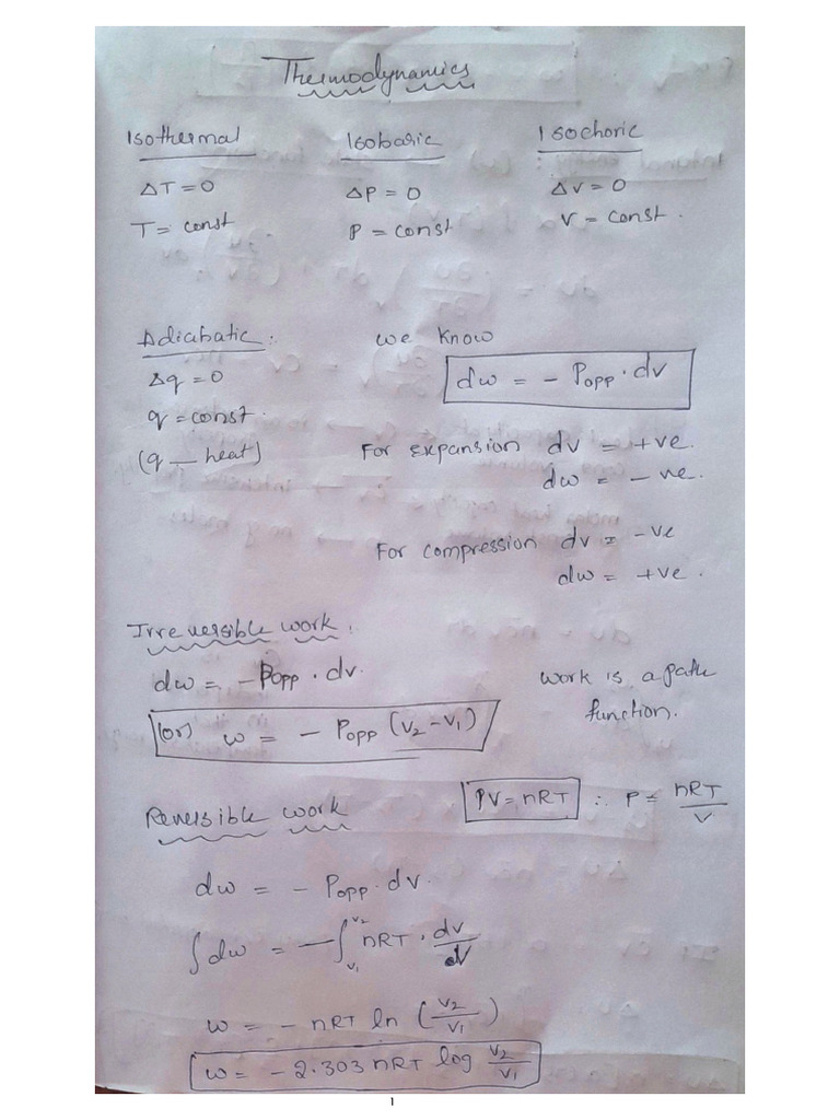Thermodynamics Note Merged | PDF