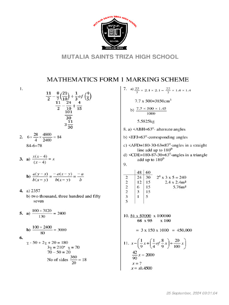 TR76 T3 F1 S14870 F1 Math Ms | PDF