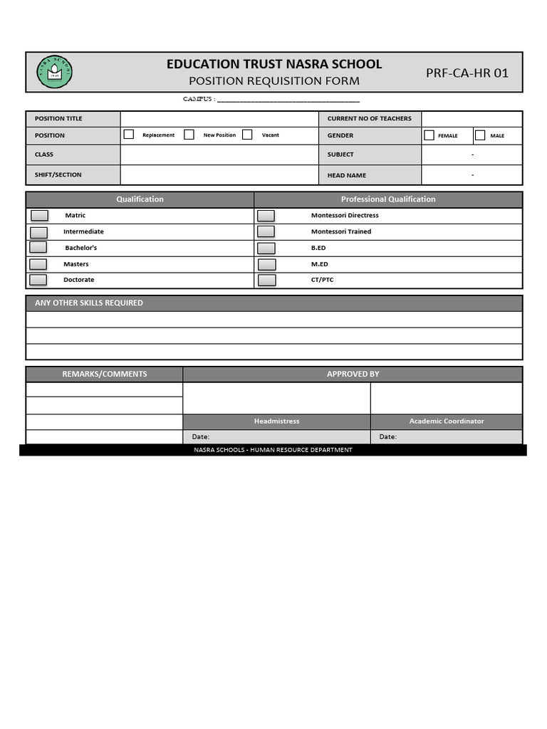 Position Requisition Form - Campus | PDF