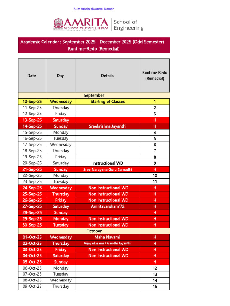 Academic Calendar Sept-Dec 2025 | PDF | Academic Term