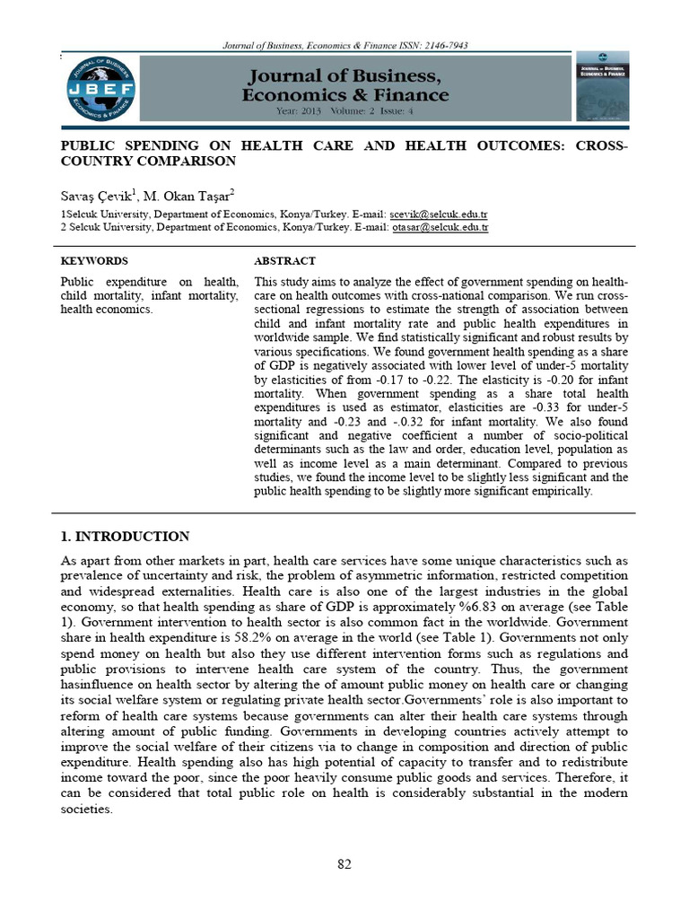 Public Spending On Health Care and Healt | PDF | Linear Regression ...