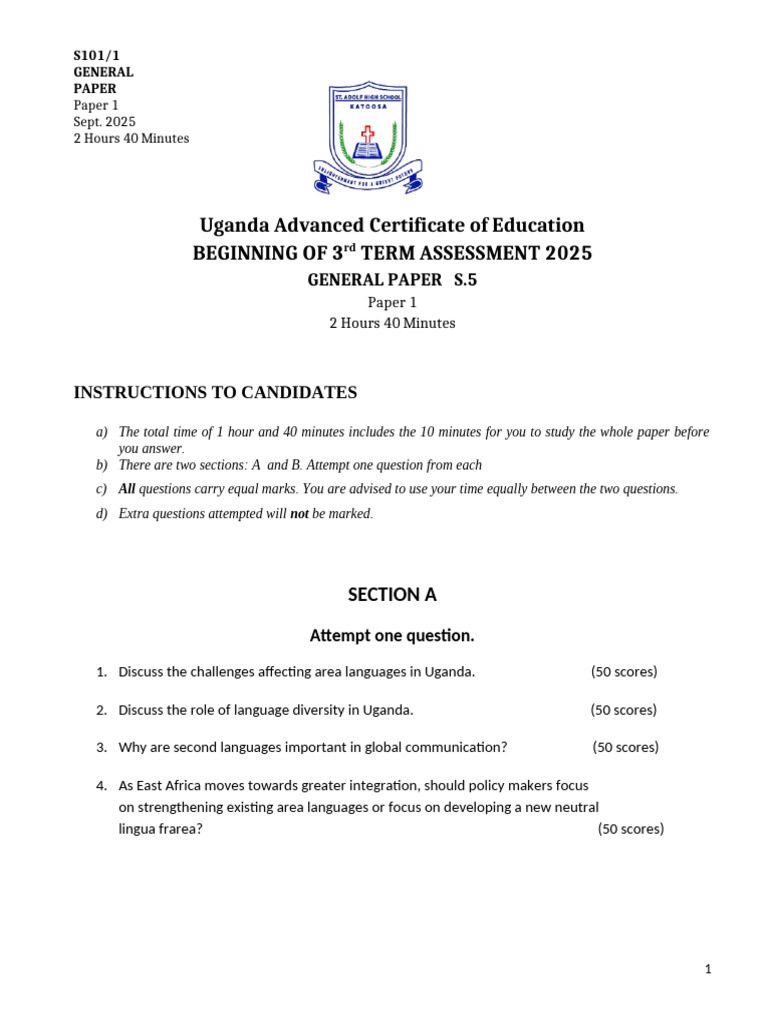 GP Paper 1 Guidelines for 2025 | PDF