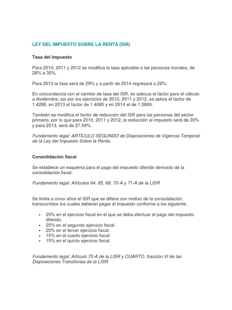 Ley Del Impuesto Sobre La Renta | PDF | Impuesto sobre la renta | Impuestos
