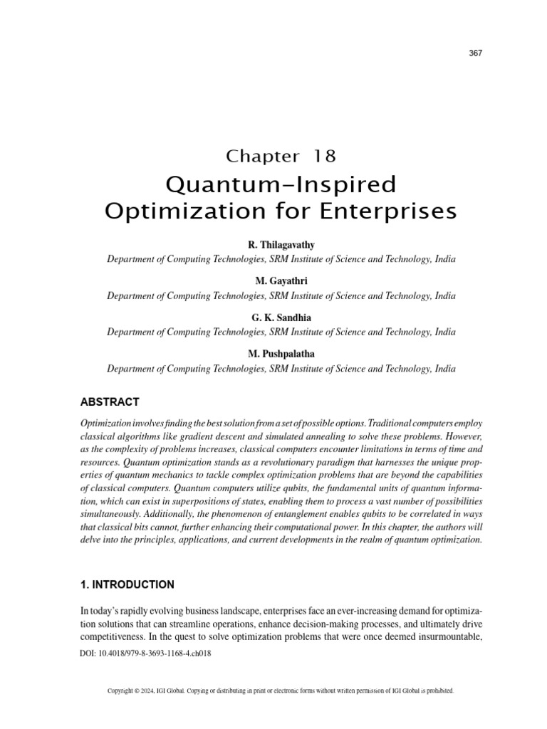 Quantum-Inspired Optimization for Enterprises | PDF | Quantum Computing ...