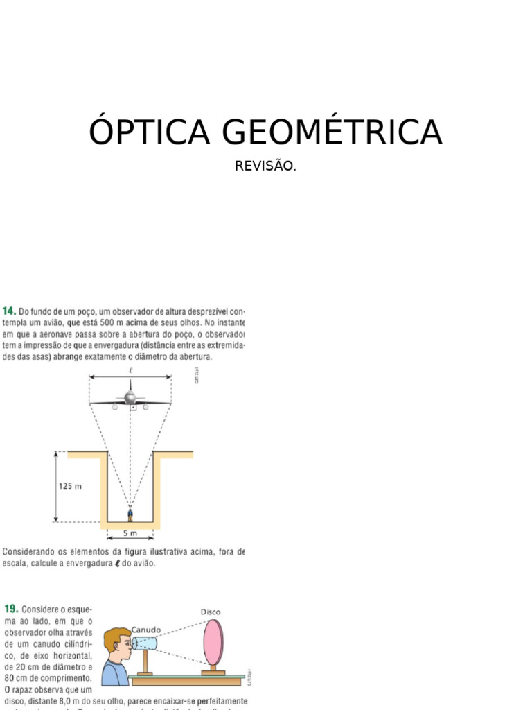 optica Geométrica Exercícios revisão | PDF