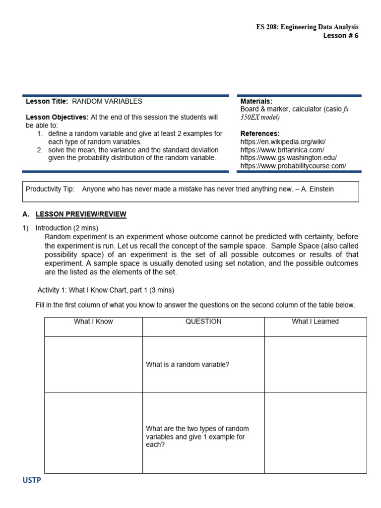 Understanding Random Variables in Data Analysis | PDF | Variance ...