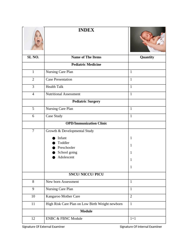 Pediatric Care Documentation Checklist | PDF