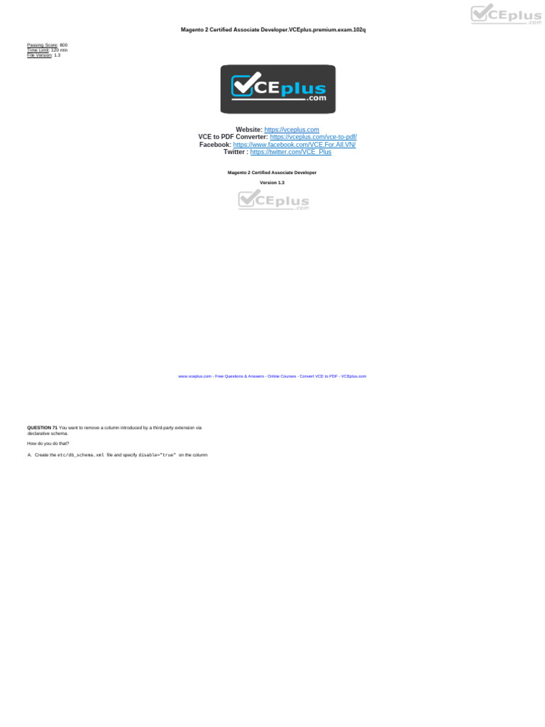 Magento 2 Developer Exam Questions | PDF | Databases | Xml