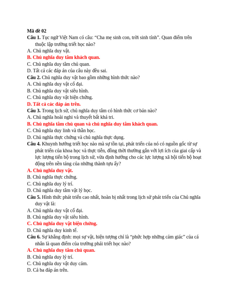 Mã đề 02 | PDF