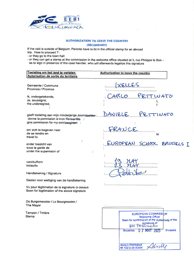 2023-24 Authorization To Leave The Country 2 | PDF
