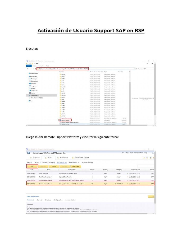 Activación Usuario Support SAP RSP | PDF