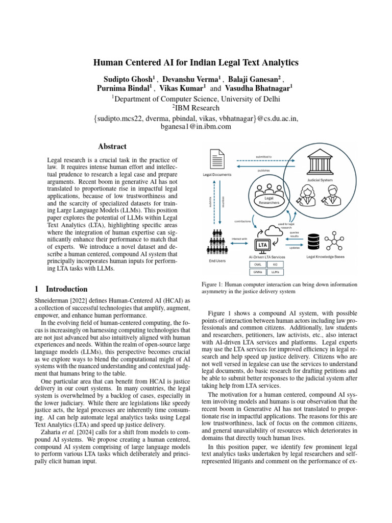 Human Centered AI For Indian Legal Text Analytics | PDF | Artificial ...