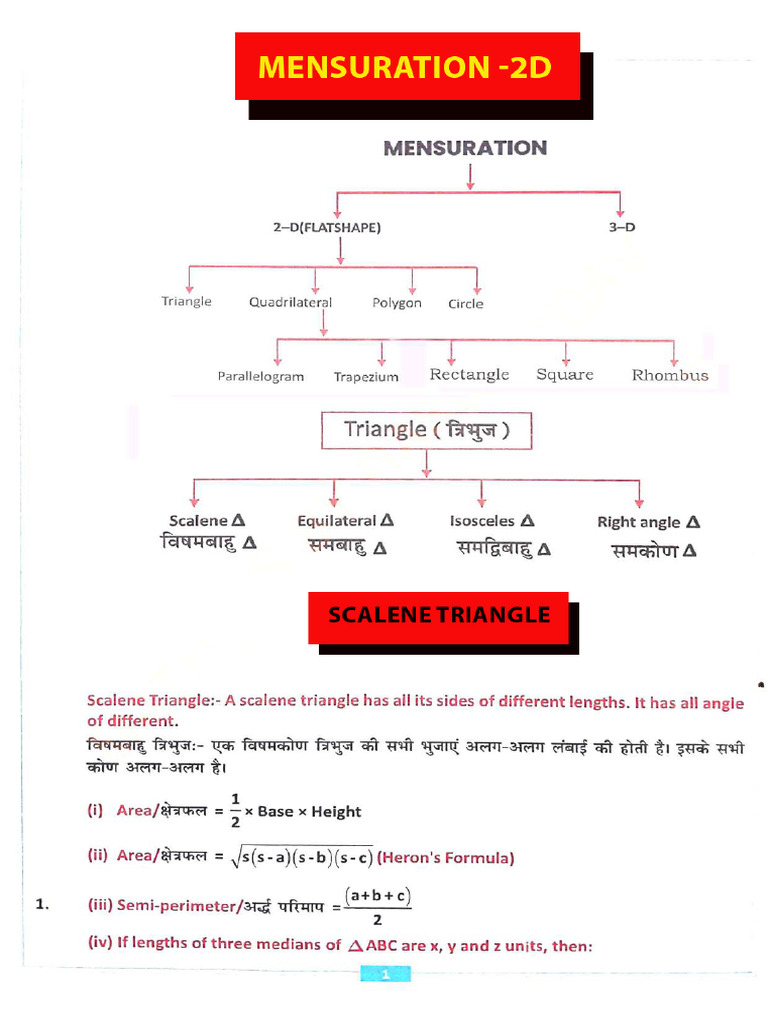 Mensuration 2D Notes 22-08 | PDF