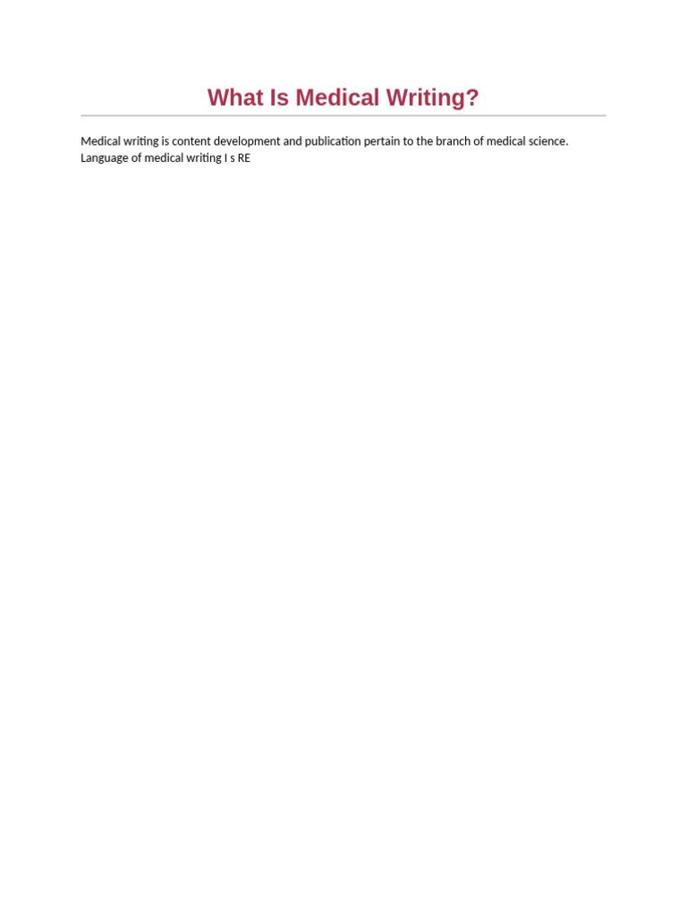 What Is Medical Writing? | PDF