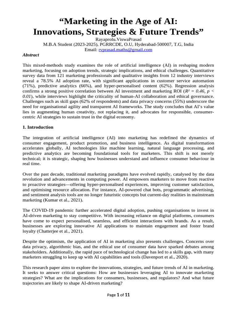 AI Innovations in Marketing Strategies | PDF | Artificial Intelligence ...