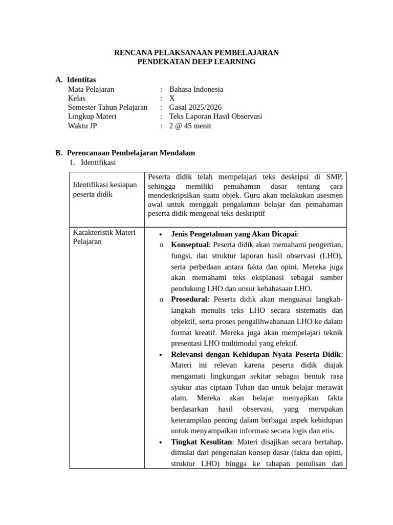 Rencana Pembelajaran Teks LHO Kelas X | PDF