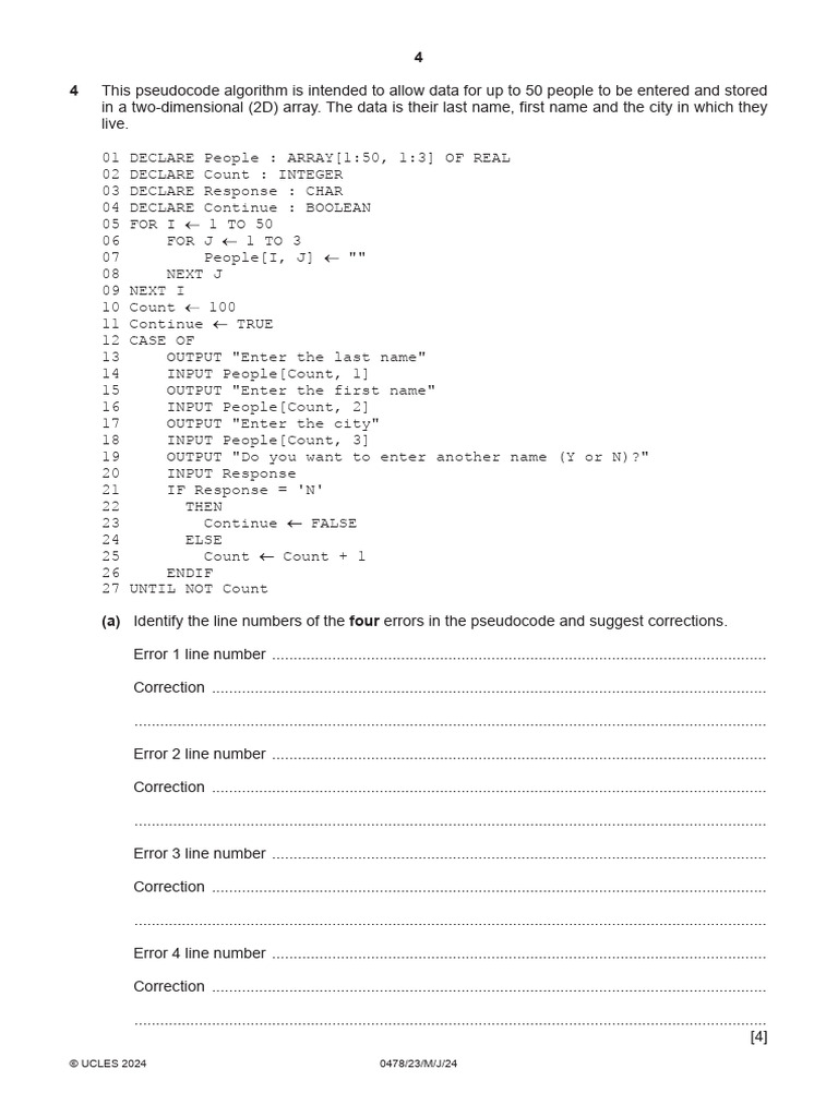 Pseudocode Data Entry Algorithm Errors | PDF | Computer Programming ...