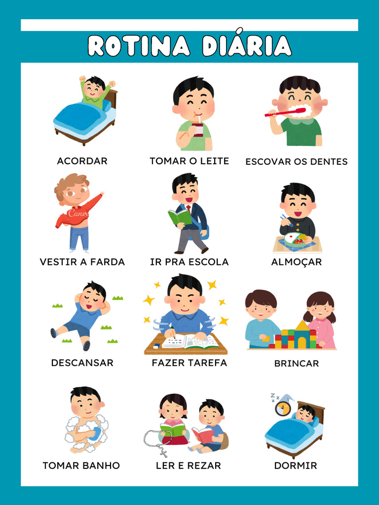 Daily Routine Picture Dictionary Worksheet in Pink Cute Style | PDF