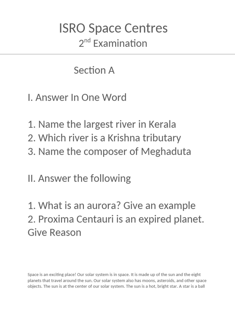 ISRO Space Centres Exam: Space Concepts | PDF