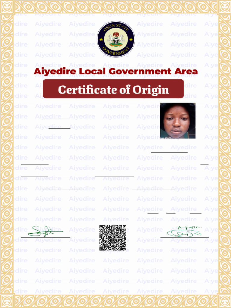 Ondo State LGA of Origin Certificate | PDF