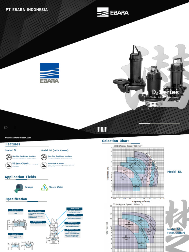 EBARA Submersible Pumps Overview | PDF | Pump | Mechanical Engineering