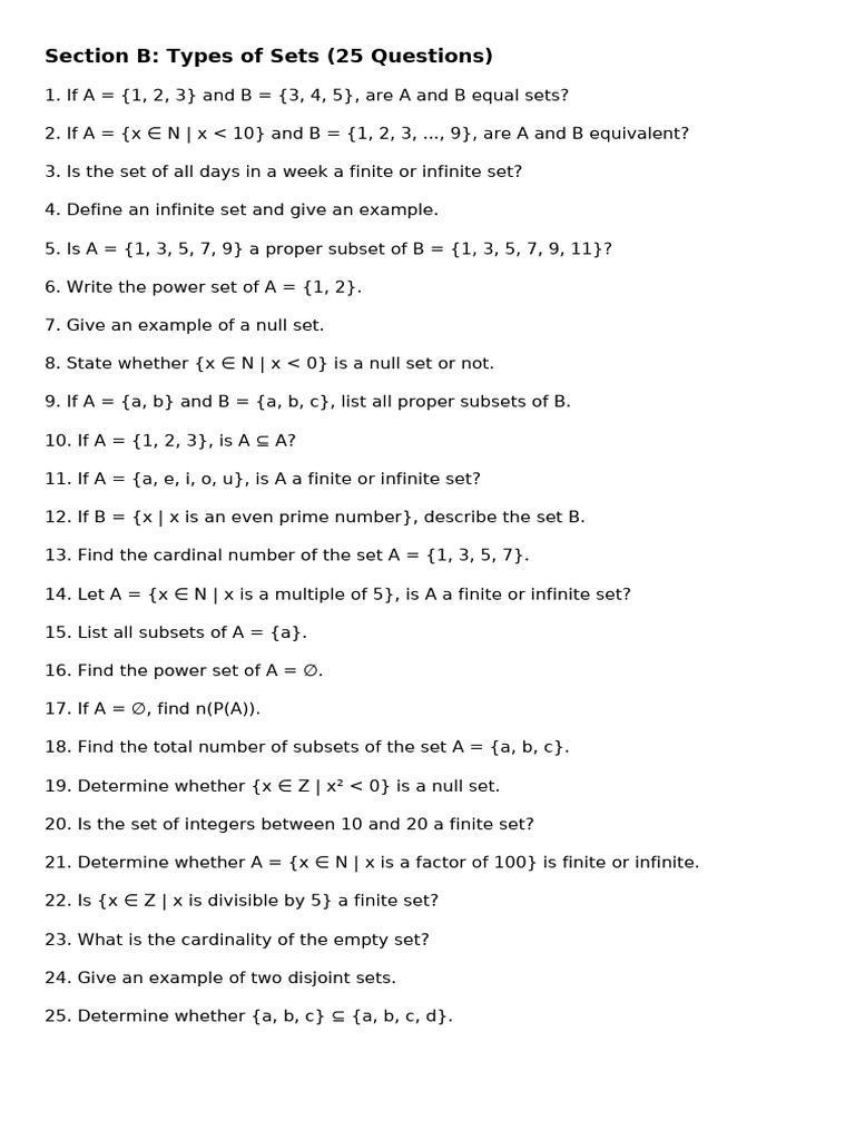 Types of Sets in Mathematics | PDF