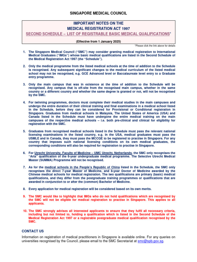SMC Registrable Medical Qualifications 2025 | PDF | Medical School ...