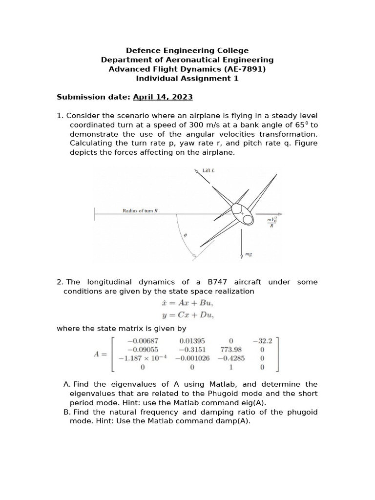 Advanced Flight Dynamics Assignment | PDF | Mechanics | Classical Mechanics